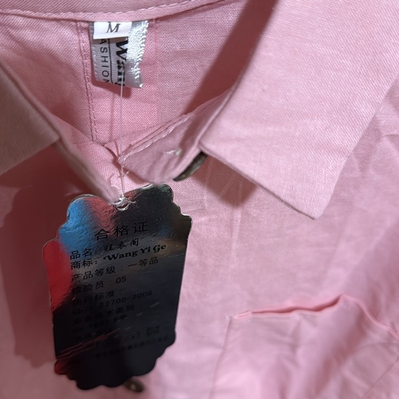 Pink Button-Up Long Sleeve Dress - Picture 2 of 3